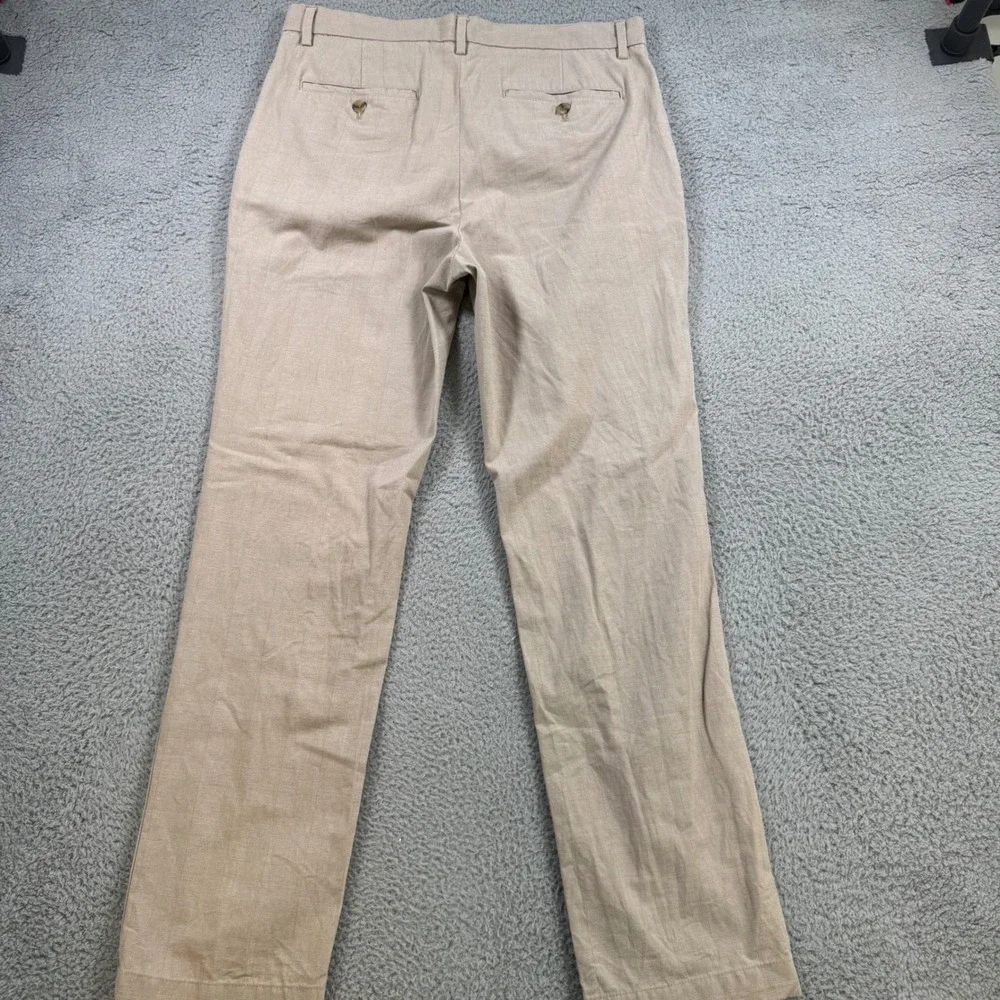Banana Republic Aiden Fit Mens 33x32 Khaki Beige Striped Cotton Chino Pants Slim